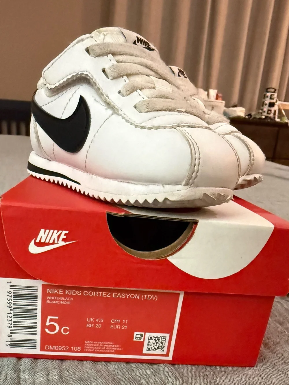 Nike Kids White and Black Cortez Toddler Sneakers